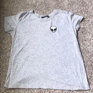 Brandy Melville Grey Alien Tee Shirt